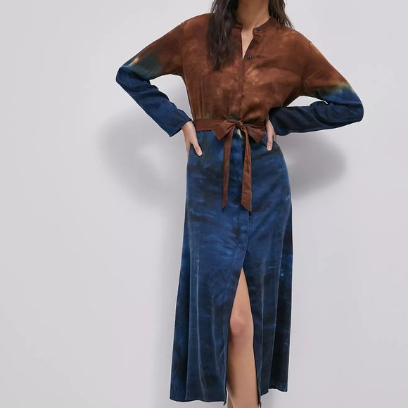 Anthropologie Cloth & Stone Perla Tie-Dye Maxi Shirtdress Size M NEW With TAGS - Picture 2 of 12